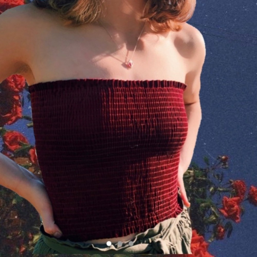 Red Velvet Smocked Tube Top